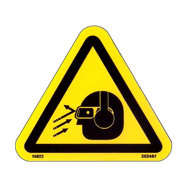 Warning Label Flying Debris and Loud Noise